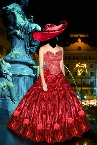 Девушка в красном бальном платье