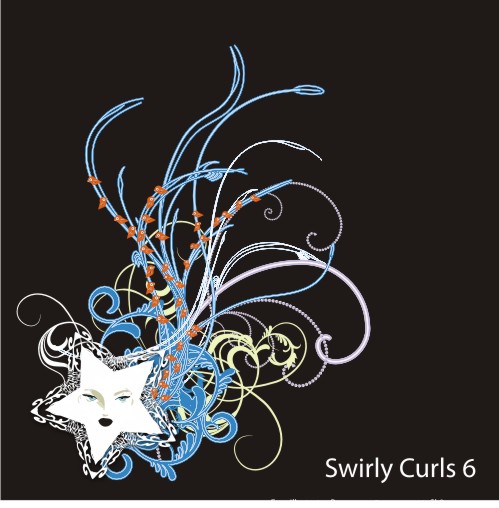 Swirly Curls 6 - Neon Star