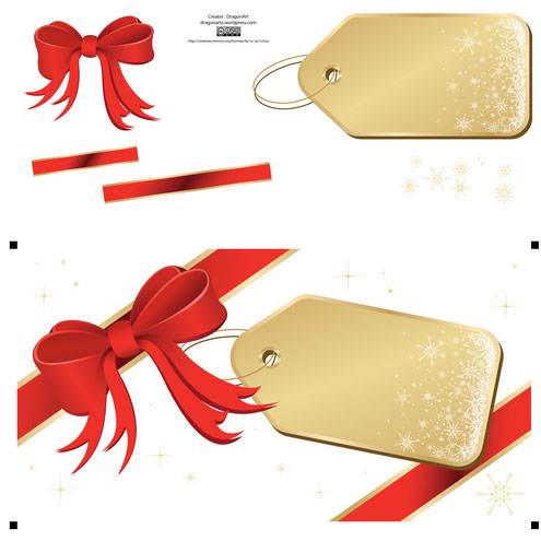 Holiday ribbons end greetings vector
