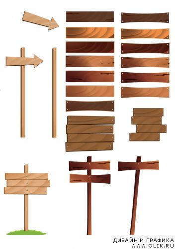 Векторный клипарт - Wood Signs