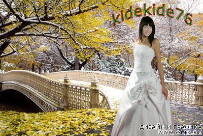 Шаблон для фотошопа - Невеста в зимнем саду