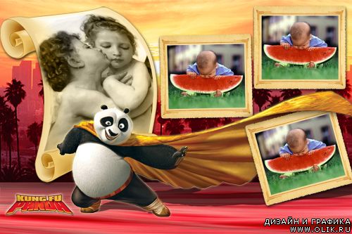 Детская обложка, рамка и диск: Panda Kung Fu!