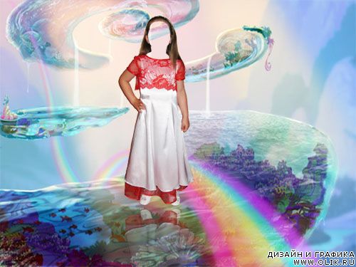 детский фотошаблон На радуге