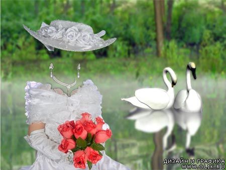 Шаблон для фотошопа - Дама с розами