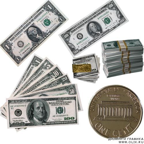 Фотоклипарт - Dollars & cents - Доллары и центы