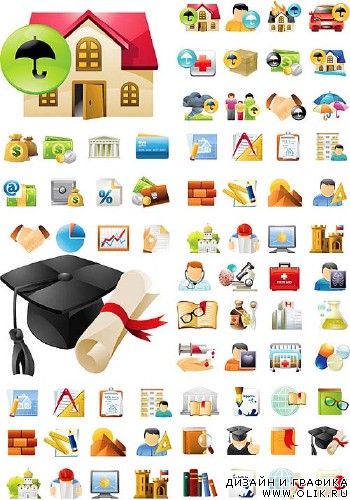 Education and Science + Real Estate Mega Set Icons