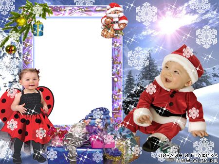 Рамочка шаблон для фотошопа-Новогодняя детская