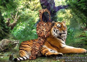 Детский шаблон - Малыш с тигром