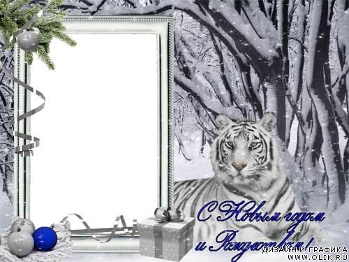 Рамка для фото – Белый тигр