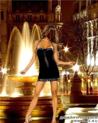 Женский костюм для фотошоп - У ночного фонтана