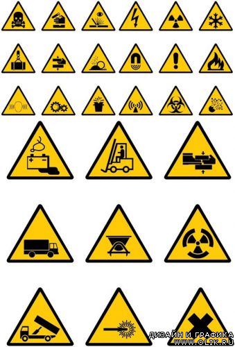 Vector set of warning signs
