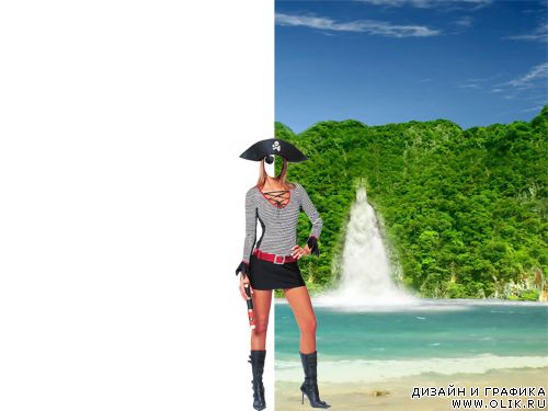 Шаблон для фотомонтажа – Девушка-пиратка 