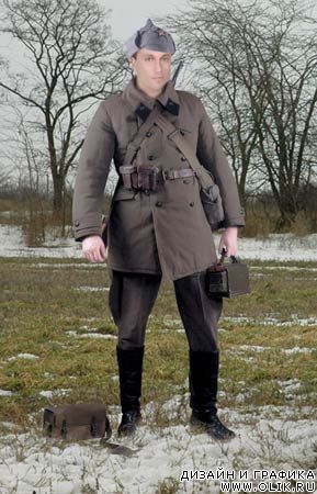 шаблон для фотомонтажа - Красноармеец в зимней форме, инженерные войска 1941-1943гг