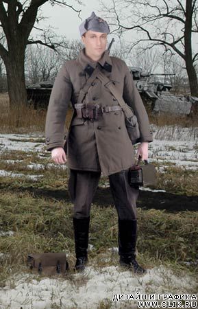 шаблон для фотомонтажа - Красноармеец в зимней форме, инженерные войска 1941-1943гг