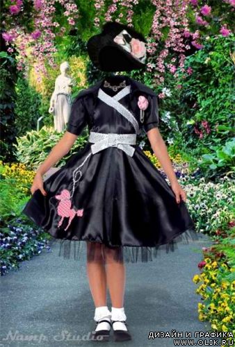Девочка в черном платье.