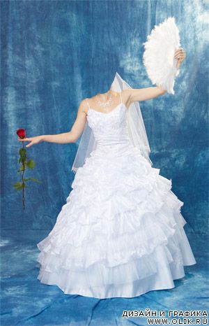 Шаблон для фотошоп – Невеста с веером