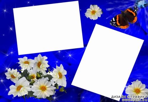 Рамка для фото с бабочкой и цветами