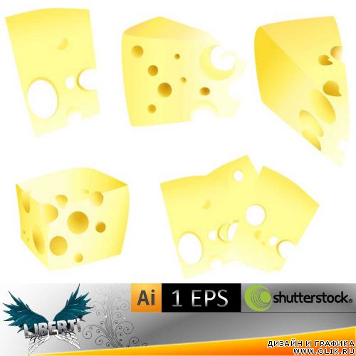 Cheese set against white background
