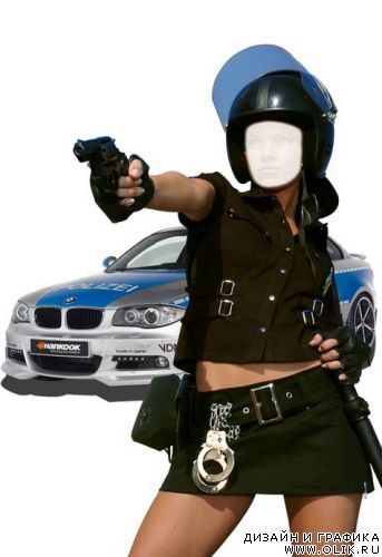 Шаблон для фотомонтажа – Девушка - полицейский