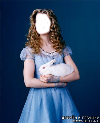 Шаблон для фотошоп - Девушка с кроликом