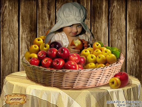 Детский шаблон " Корзина с яблоками "