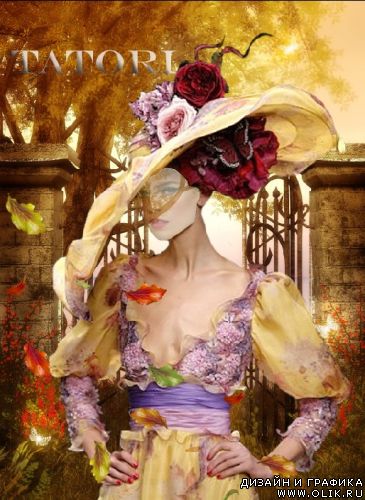  Шаблон для фотошоп-Осенняя дама (два варианта фона)