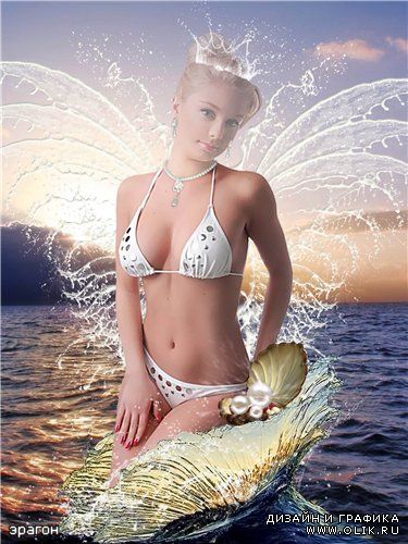 Женский шаблон для фотошоп – Морская фея