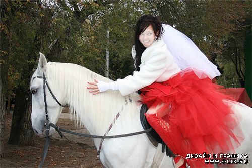 Шаблон Девушка на белом коне
