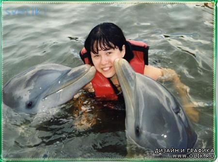 Шаблон для фотошопа - Поцелуй дельфина