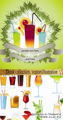 Drink collection, vector illustration