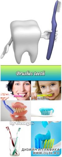 Brushes teeth