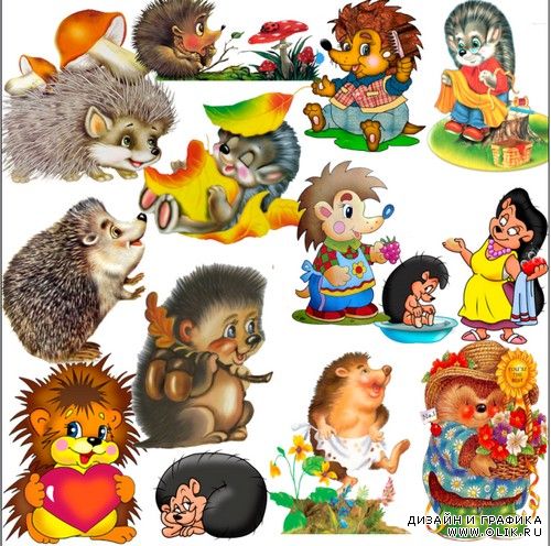 Baby hedgehogs - clipart in format PSD