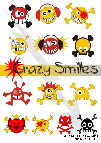 Векторные смайлики "Crazy Smiles"