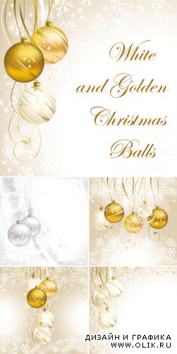 White and Golden Christmas Balls Vector