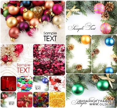 Новогодние шаблоны для Фотошоп - Рождественские фоны и элементы