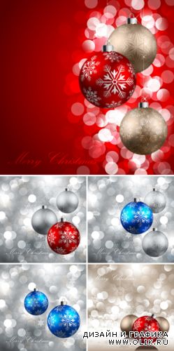 Blue and Red Christmas Balls Vector