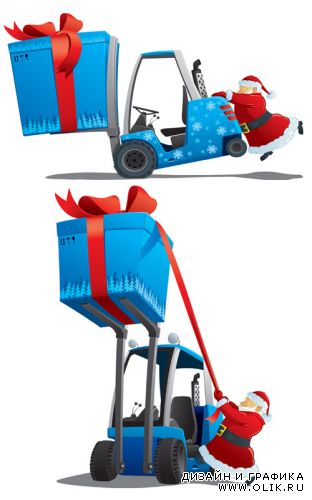 Vector - Transportation Santas