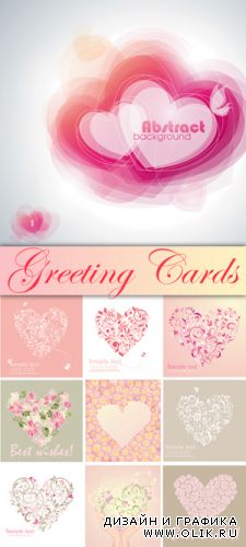 Greeting Cards with Hearts Vector
