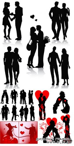 Romantic couples silhouettes