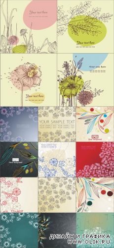 Floral vector cards 2