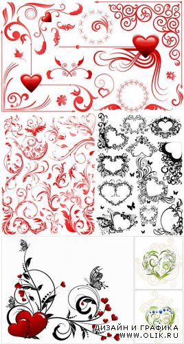 Valentine day floral vectors