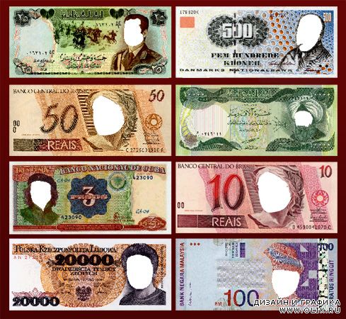 Подборка шаблонов с изображениями валюты разных стран