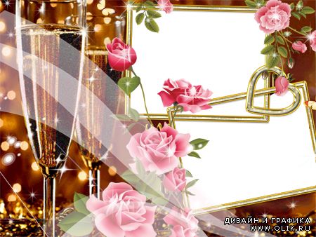 Романтическая рамка для фото - Розовый букет
