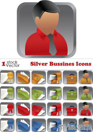 Silver Bussines Icons Vector