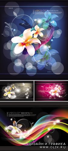 Abstract Backgrounds with Flowers Vector
