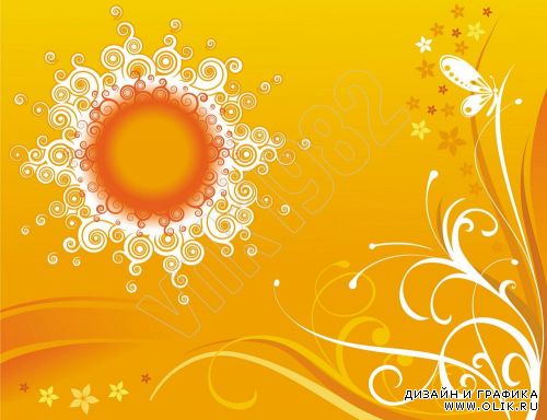 Floral orange background | Цветочный оранжевый фон