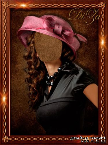 Шаблон женский - Портрет девушки в шляпе