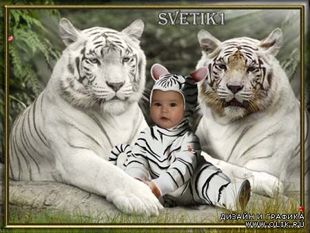 Детский шаблон для фото - Любимый тигренок