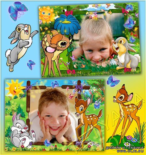 Детские рамочки для фотошоп - Бэмби