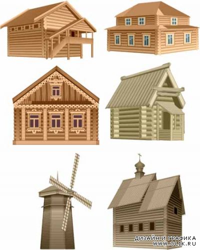 Деревянные дома в векторе / house vector